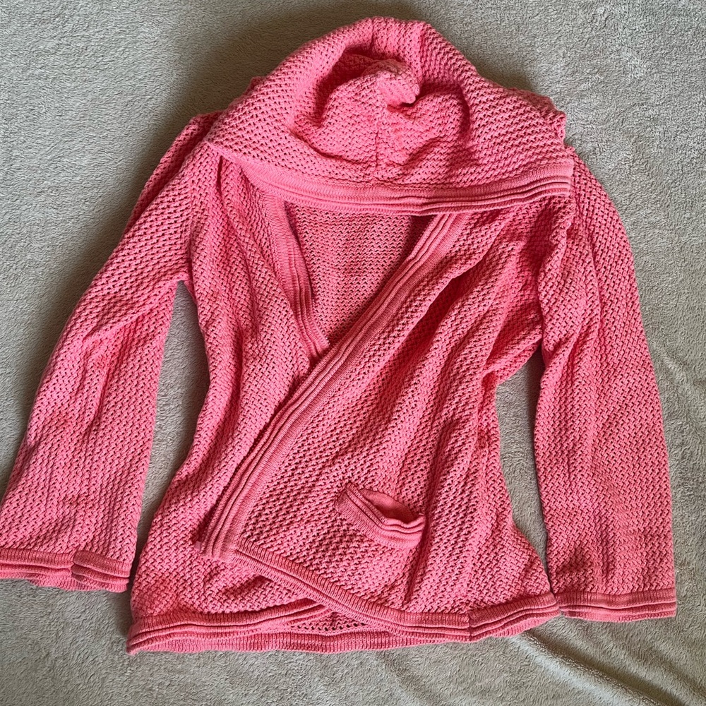 Knit peach zip up